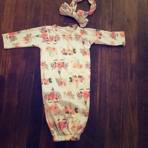 Baby unicorn gown with matching headband